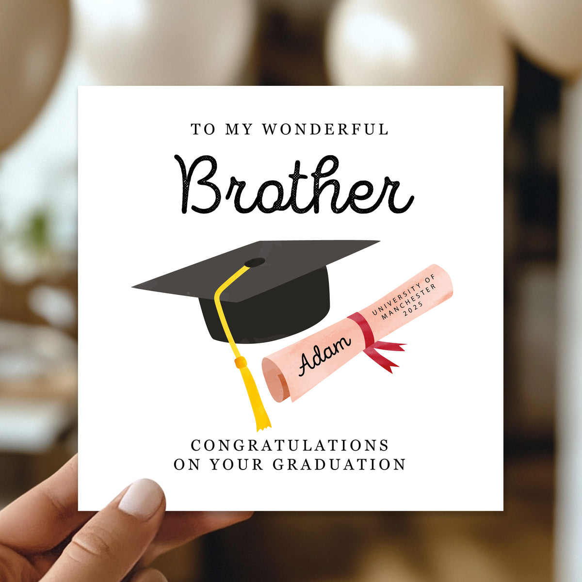 Personalised Graduation Card Brother Congratulations Well Done
