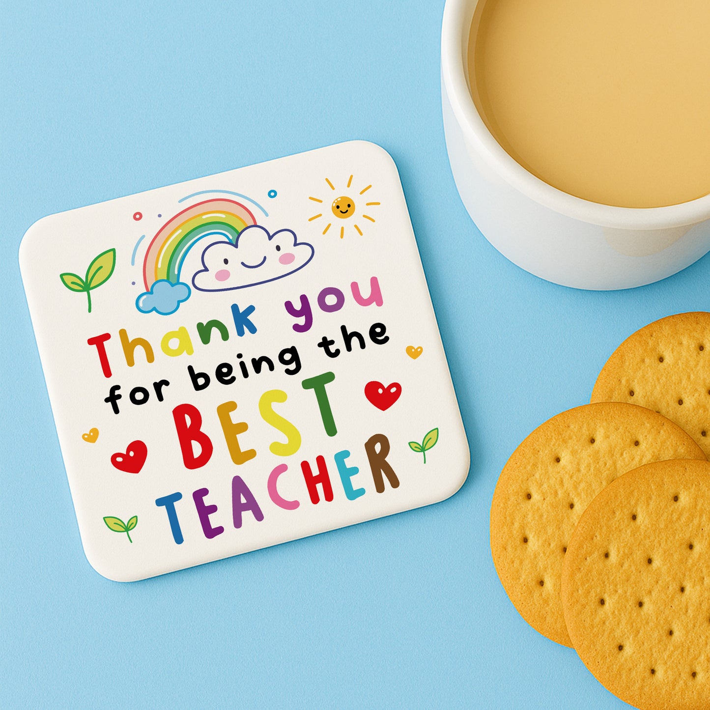 Thank You For Being The Best Teacher Coaster Appreciation Gift