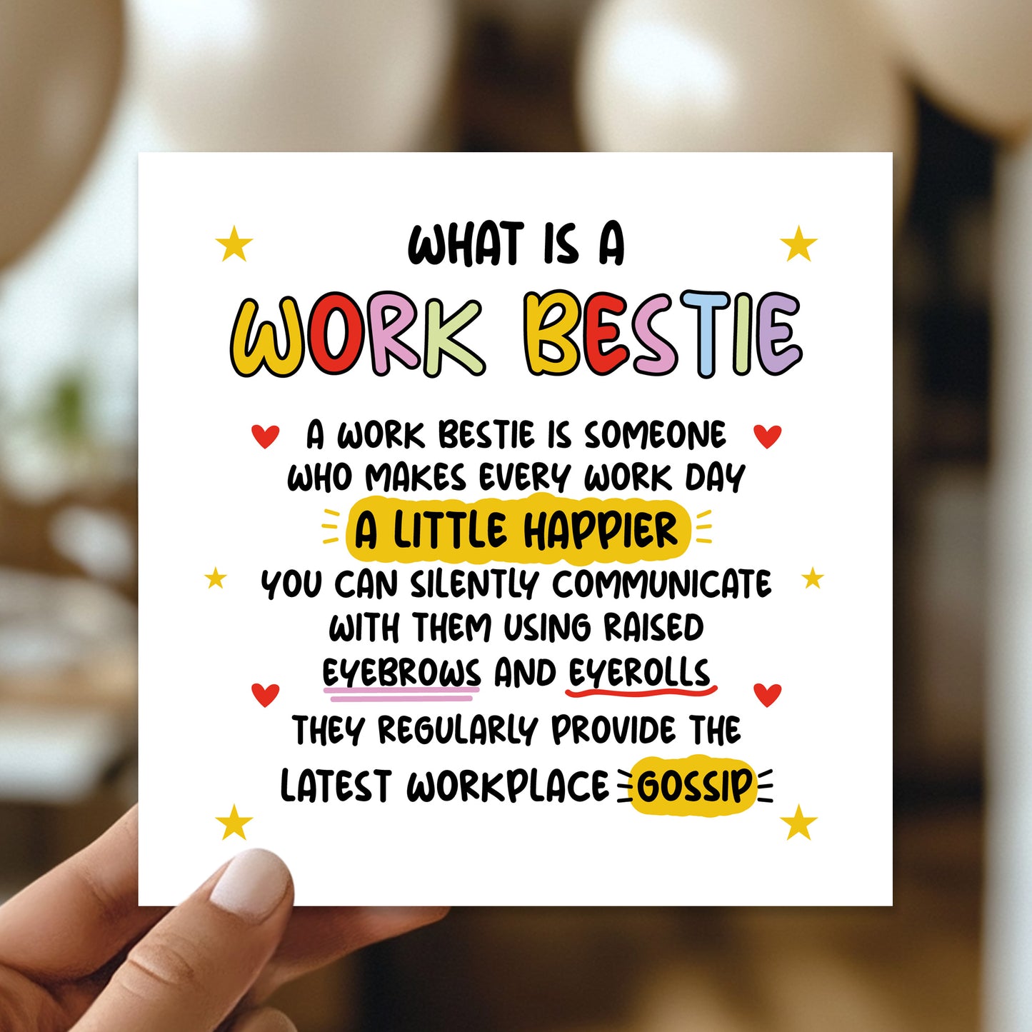 Birthday Card For Bestie WORK BESTIE Card With Kraft Envelope