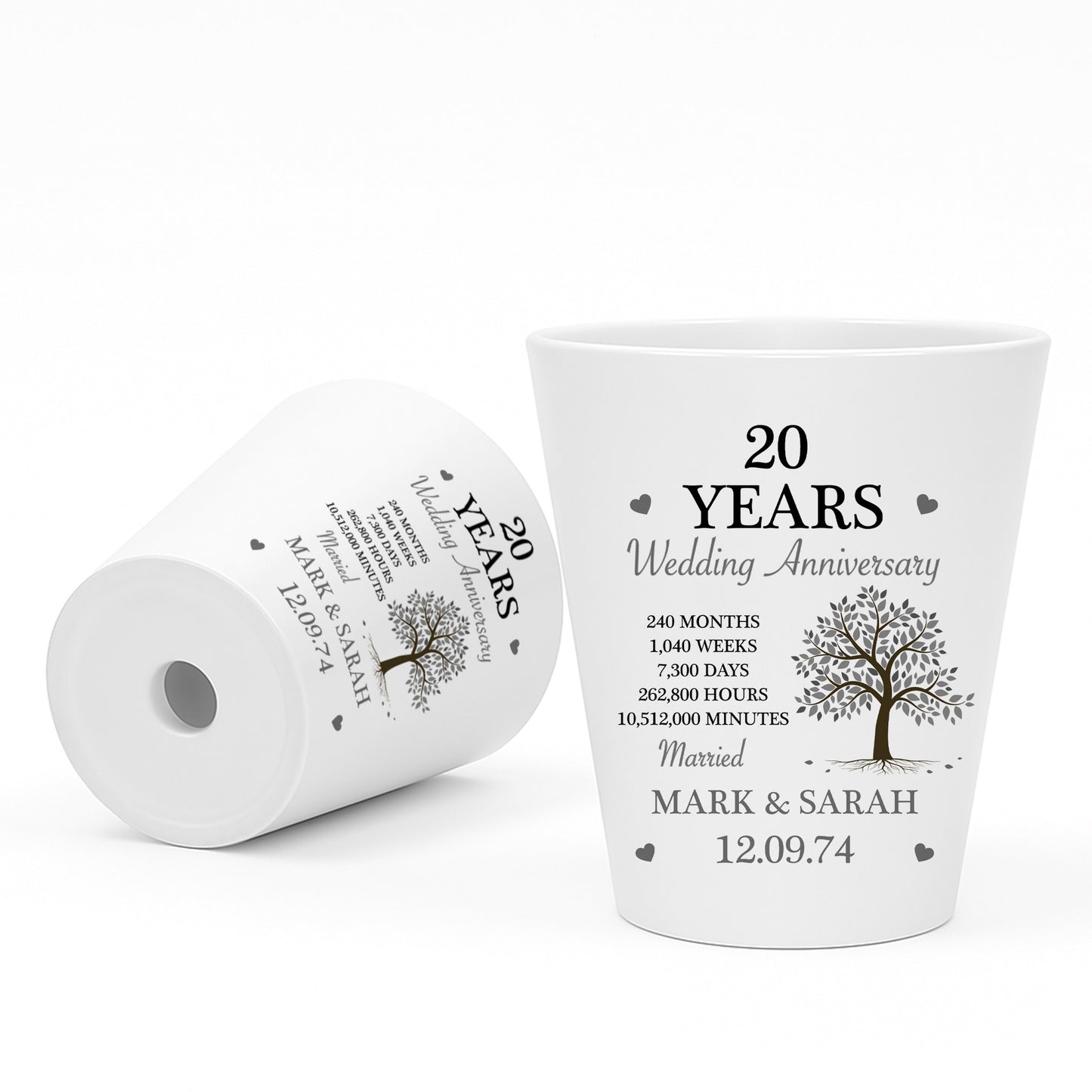 Personalised 20th Anniversary Gift Husband Wife Plant Pot