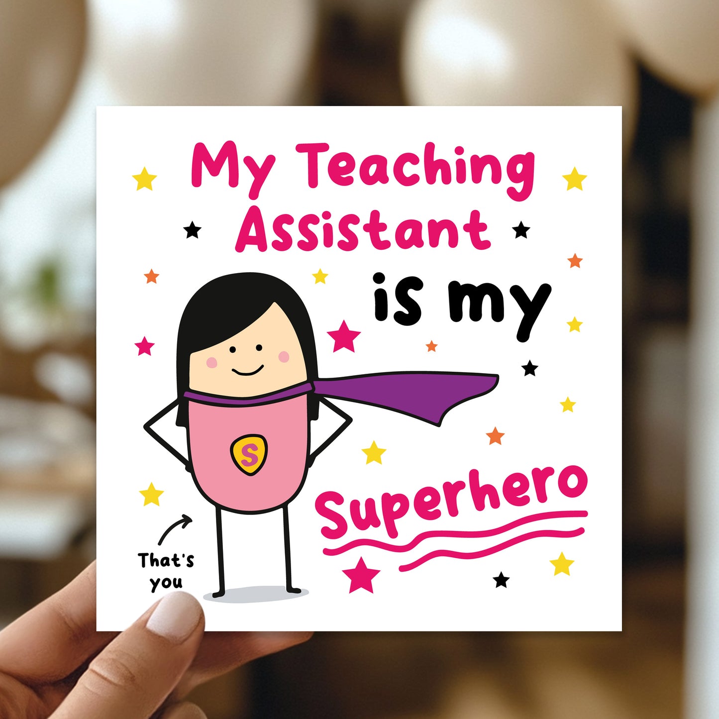 Card For Teaching Assistant Thank You Card My Superhero Card