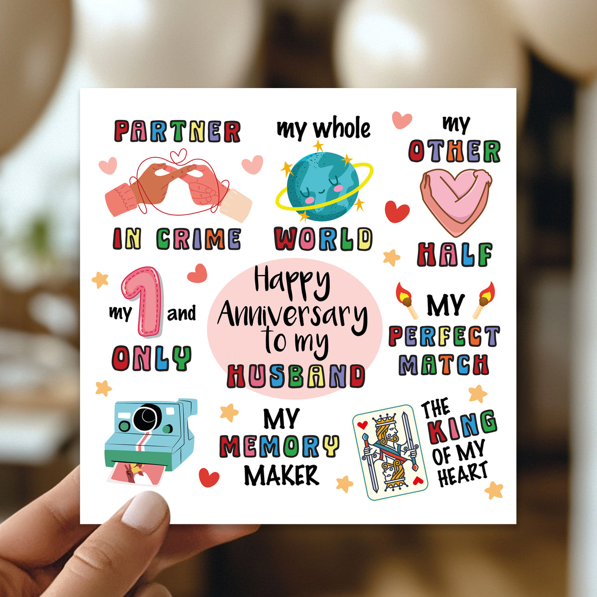 Happy Anniversary Card For Husband With Kraft Envelope Included
