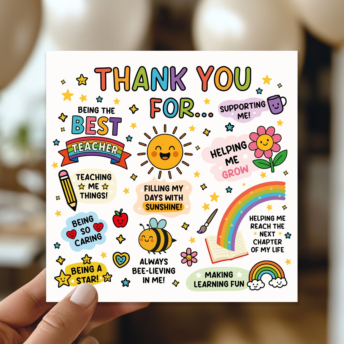 Teacher Thank You Card from Kids Cute Thank You Card For Teacher