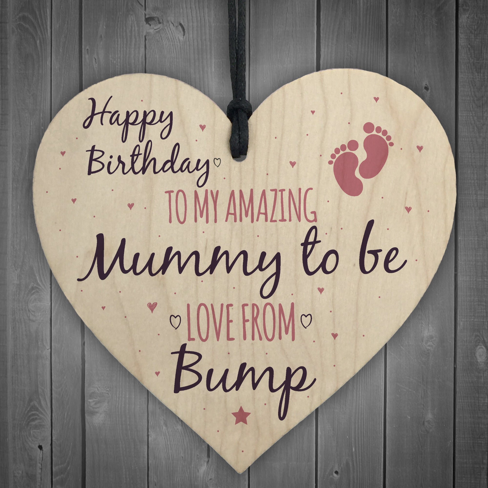 Mummy To Be From Bump Happy Birthday Wood Heart Mum Mother Wife – Red ...