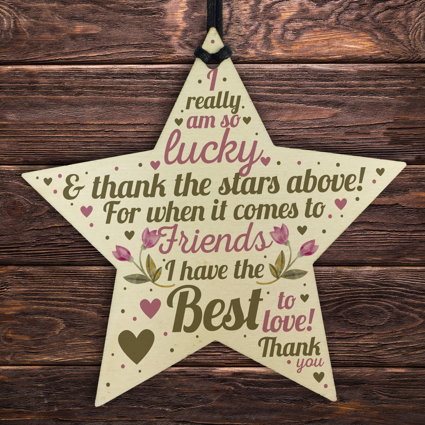 THANK YOU Friendship Plaque Wood Star Keepsake Gift Best Friend