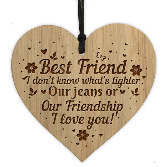 Best Friend Sign Engraved Hanging Heart Friendship Plaque