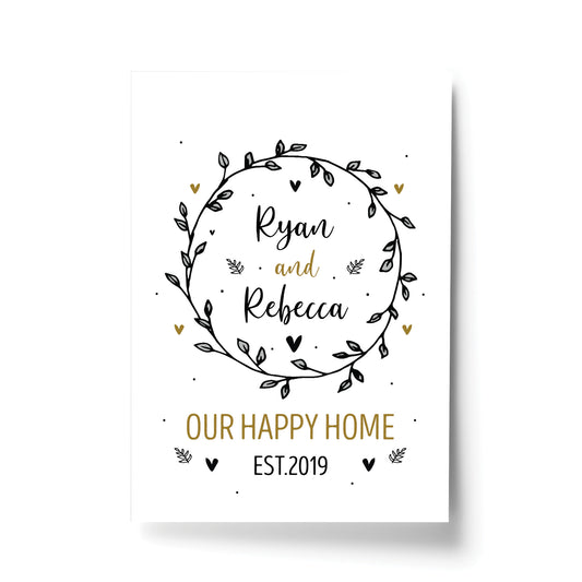 Happy Home Print Personalised New Home 1st Home House Warming