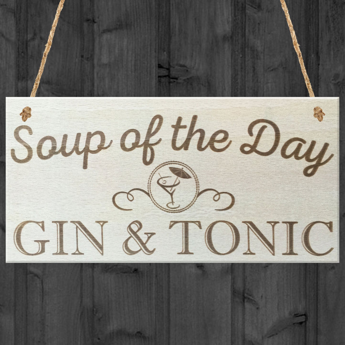 Soup Of The Day Gin & Tonic Novelty Wooden Hanging Plaque