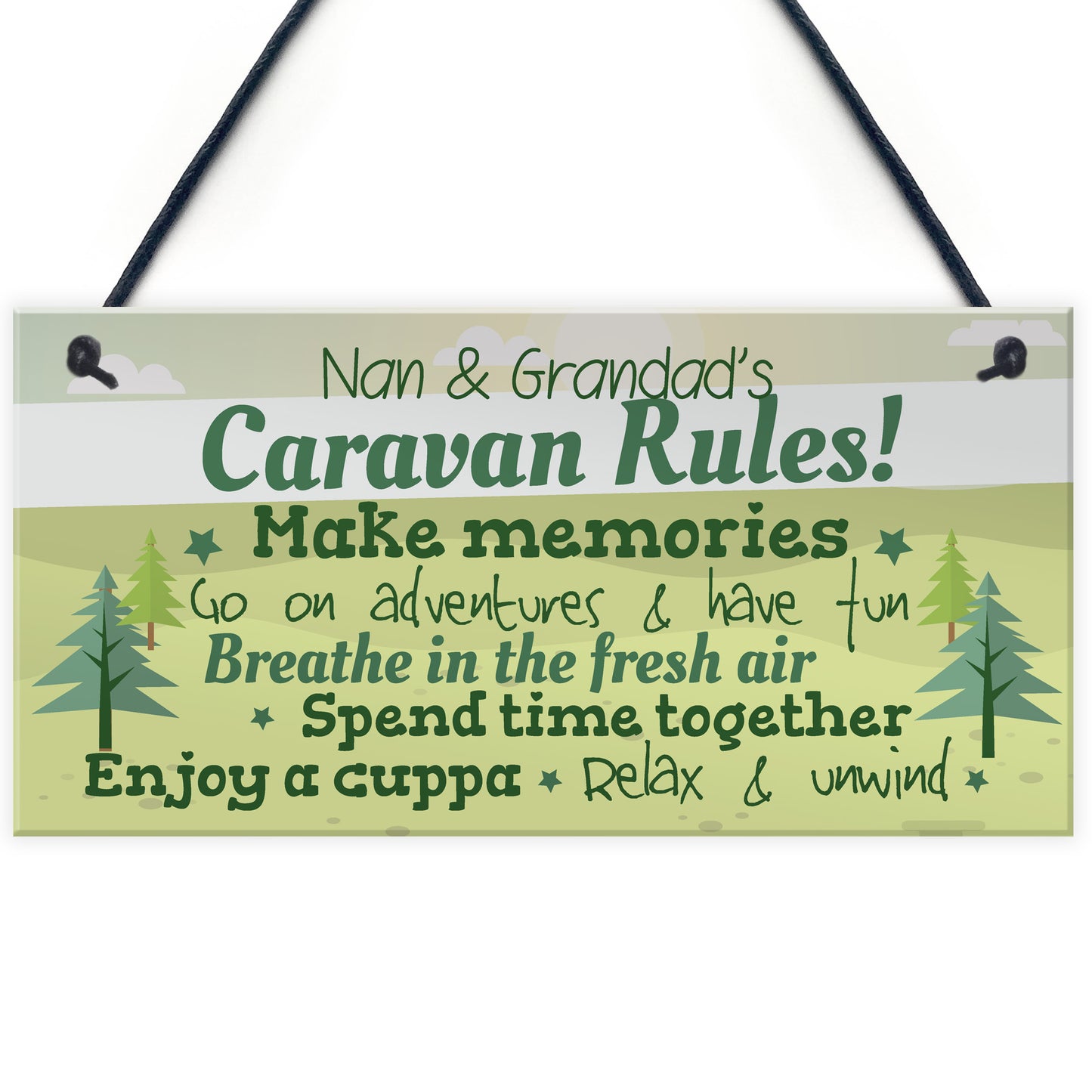 Caravan Plaque Novelty Chic Camping Holiday Sign Nan Grandad
