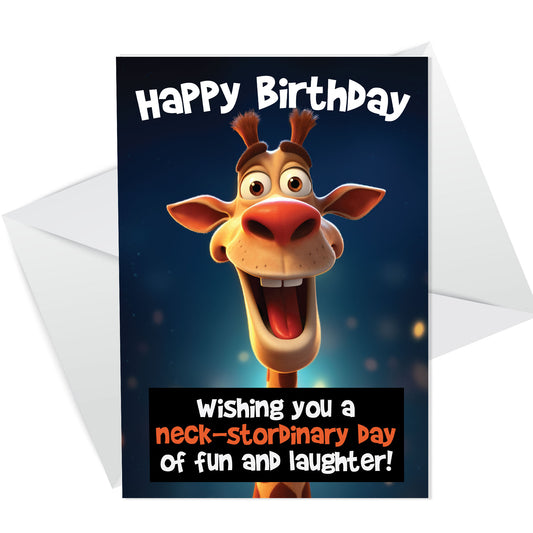 Funny Birthday Card for Him Or Her Giraffe Card Mum Dad