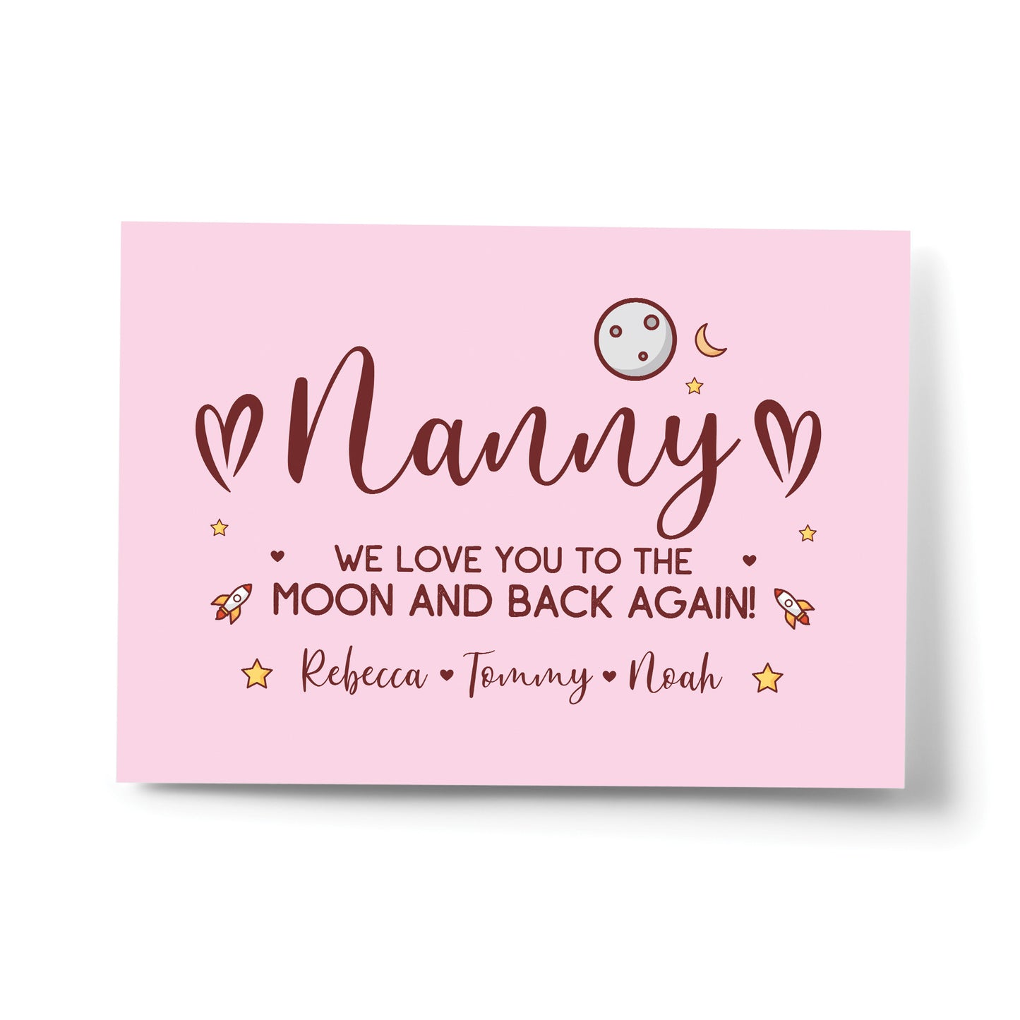 Nanny Moon & Back Birthday Gift For Nanny Personalised Word Art