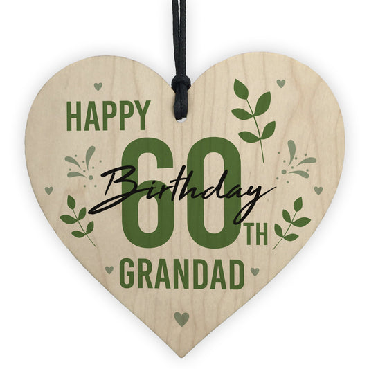 Personalised 40th 50th 60th Birthday Gift For Grandad Wood Heart