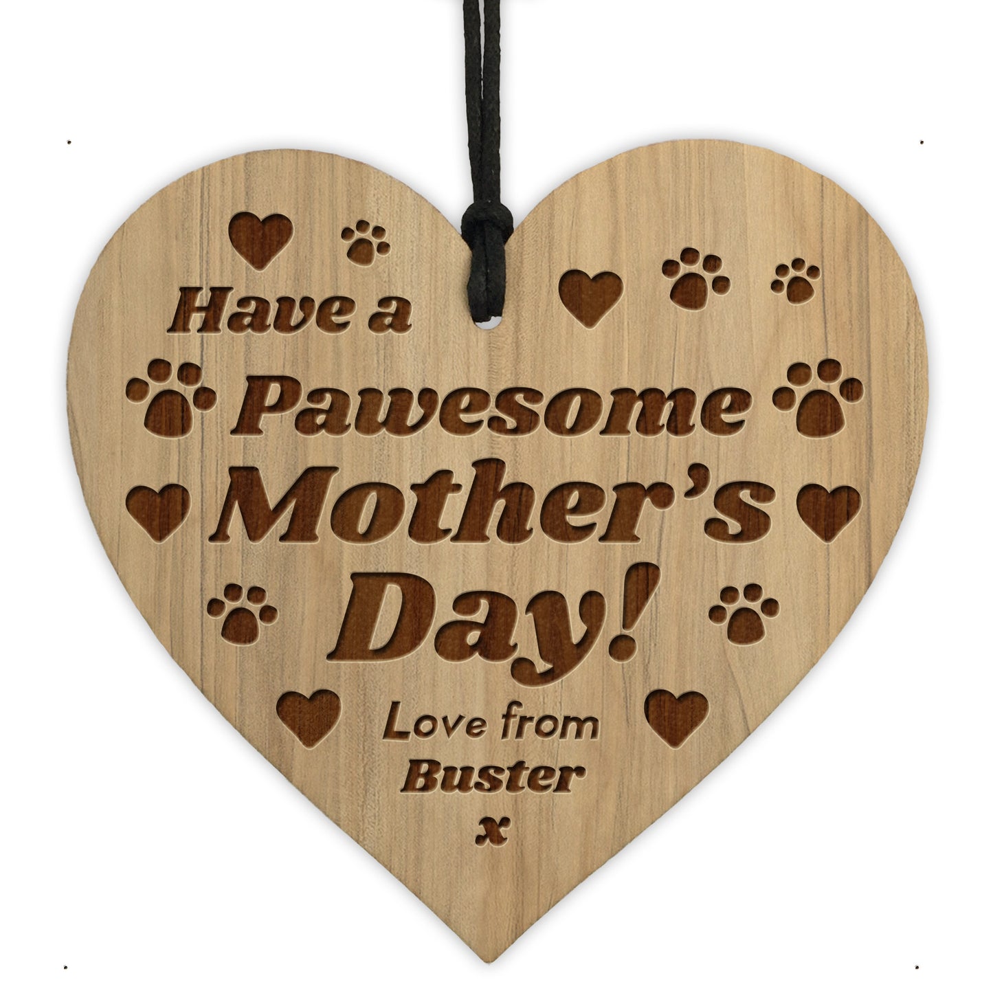 PAWESOME Mothers Day Gift From Dog Personalised Engraved Heart