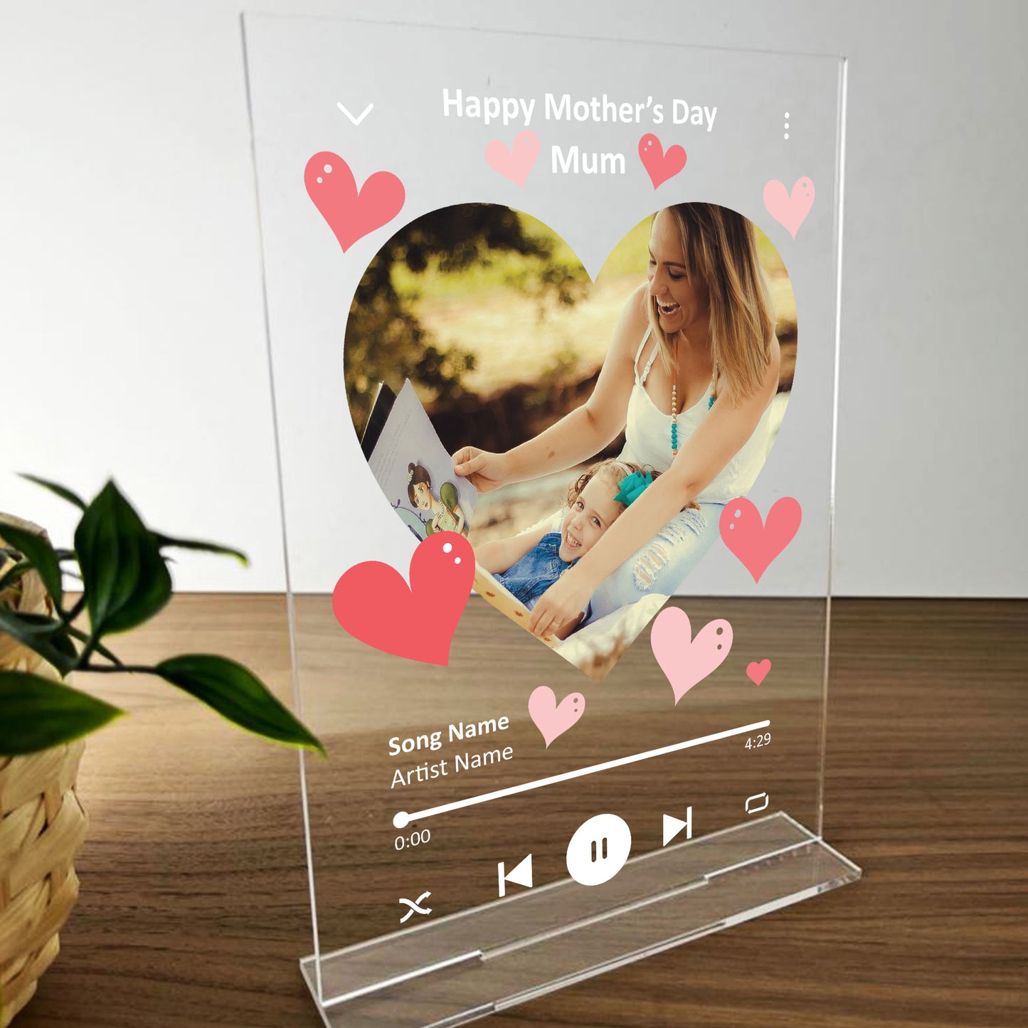 PERSONALISED Mothers Day Photo Song Plaque Gift For Mum