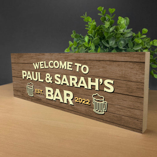 Personalised Wooden Bar Sign Custom Man Cave Plaque For Bar