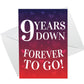 9 Years Down Forever To Go 9th Anniversary Card For Him Her