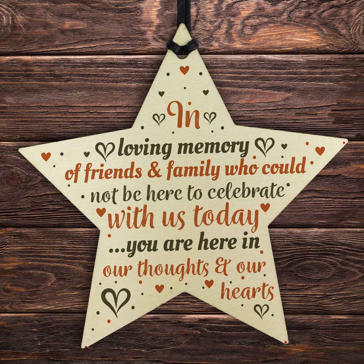 Hanging Wooden Star Christmas Tree Decoration Mum Nan Dad Gift