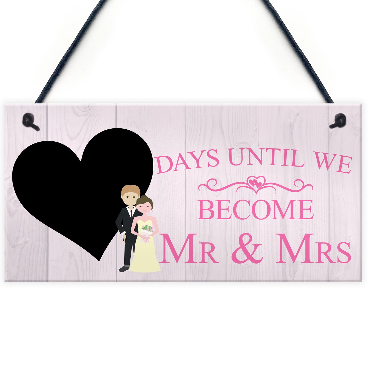 Countdown Days Unitl Mr & Mrs Couple Chalkboard Wedding Sign