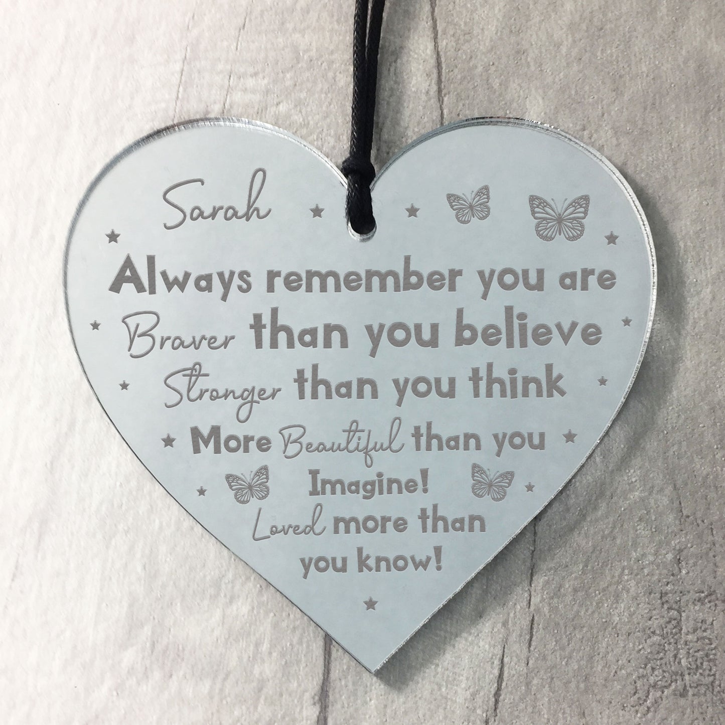 Stronger Inspirational Poem Friendship Gift Engraved Heart