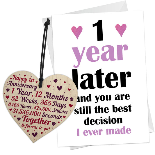 1st Anniversary Gifts for Couple Wood Heart First Anniversary