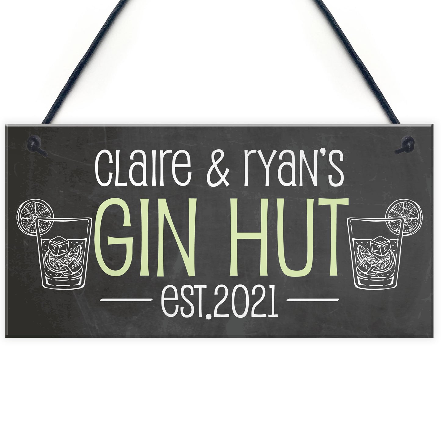 GIN HUT Personalised Decor Sign For Home Bar Garden Bar