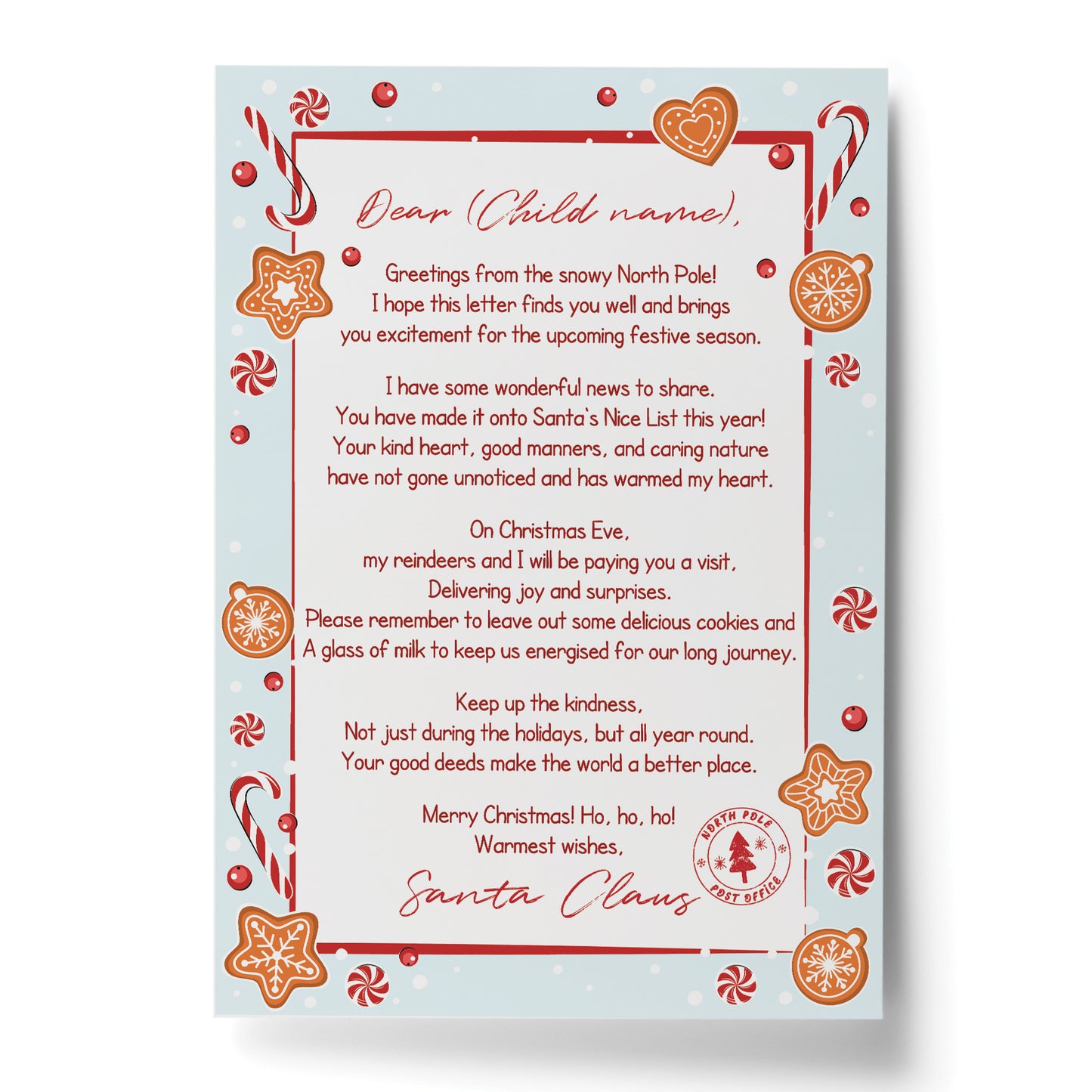 Letter From Santa Personalised Christmas Eve Box Filler Daughter