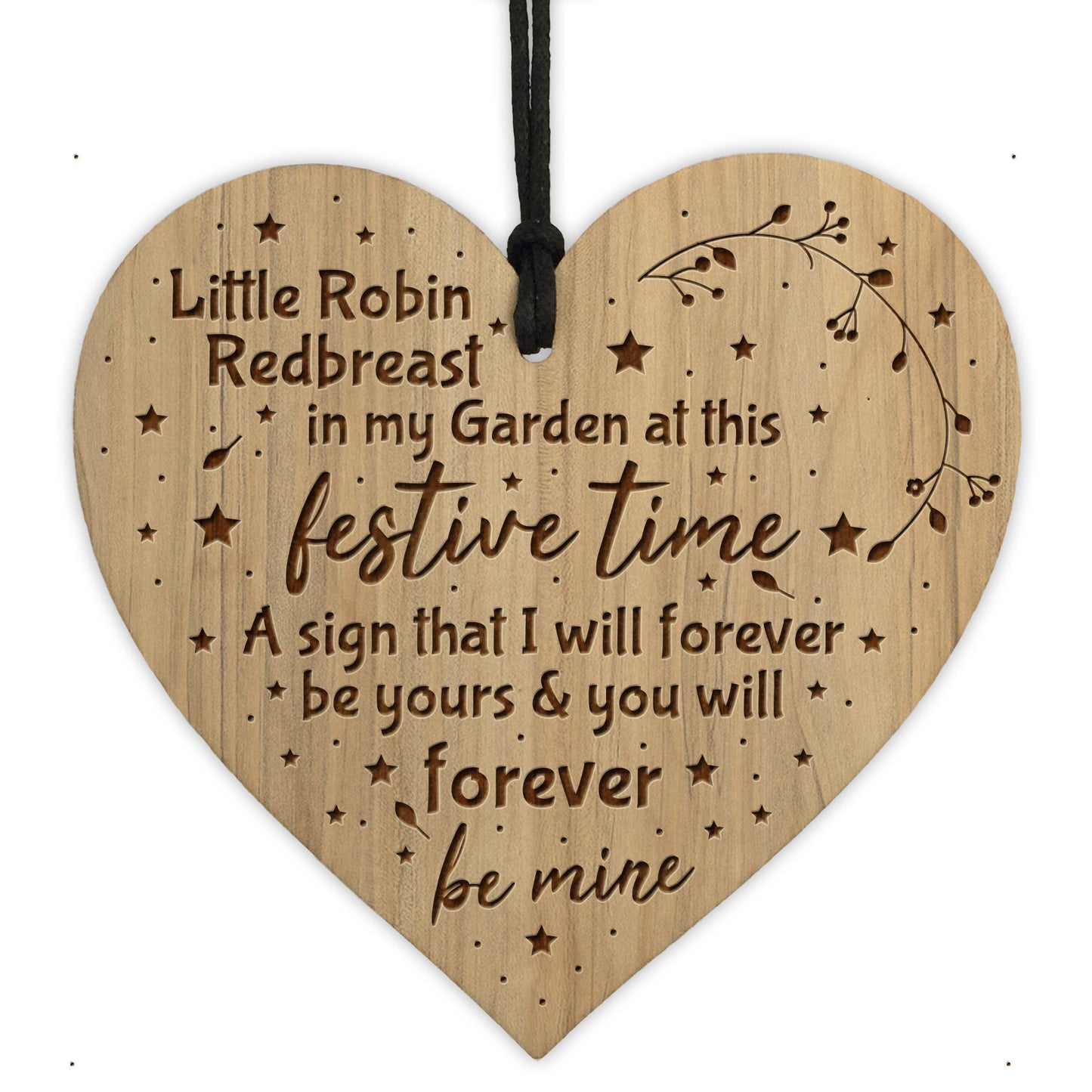 Memorial Sign Engraved Wood Heart Christmas Tree Decoration