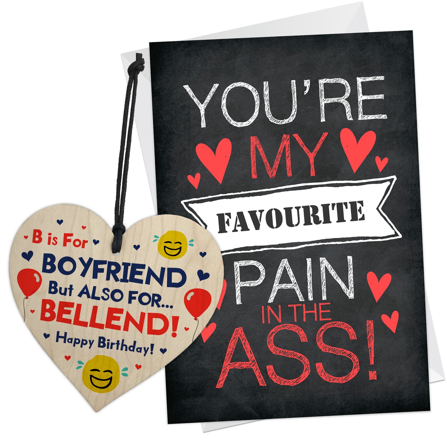 Funny Boyfriend Gift For Birthday Wood Heart And Card Joke Rude