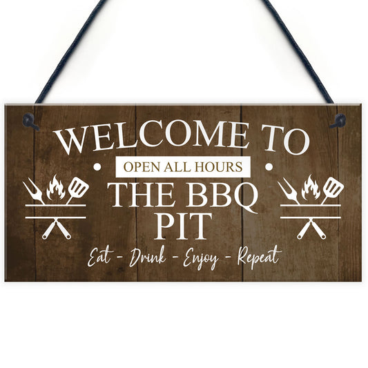 The BBQ Pit Hanging Outdoor Garden Barbecue Gift Sign