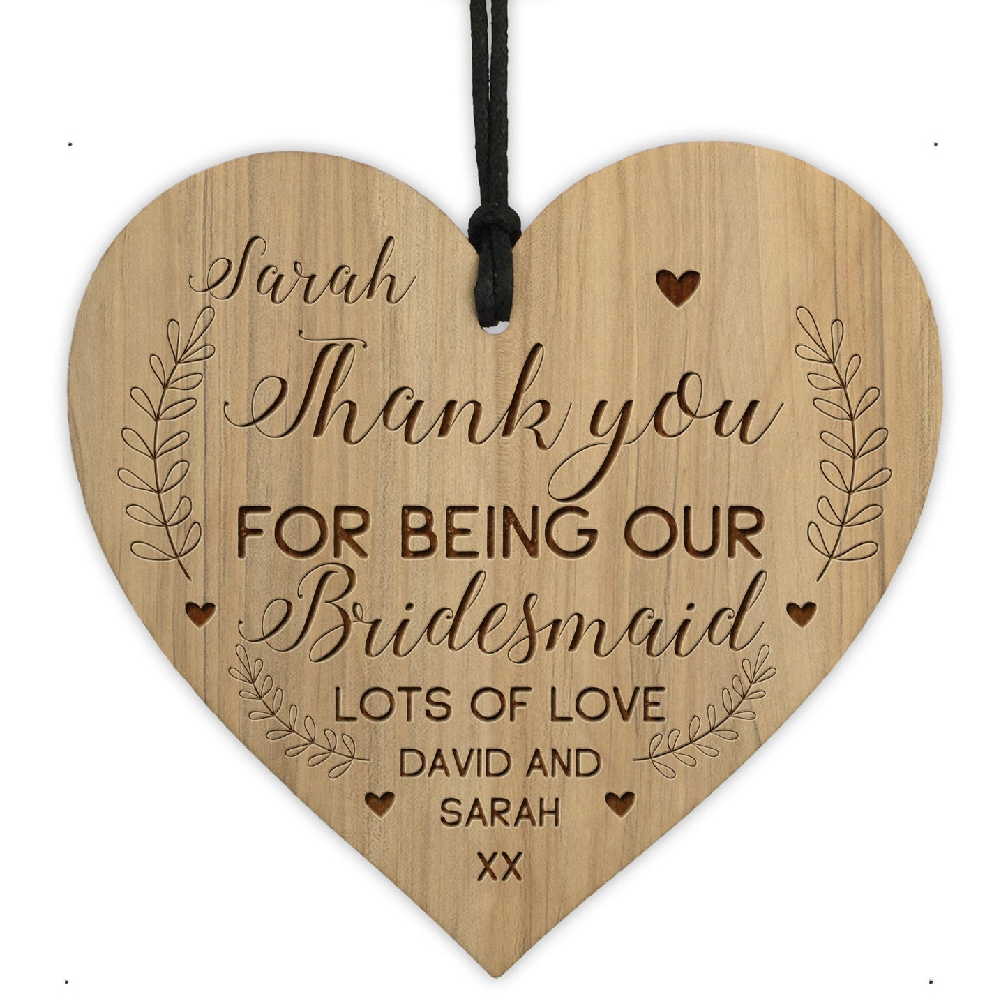 Personalised Bridesmaid Gifts Engraved Heart Thank You Gifts