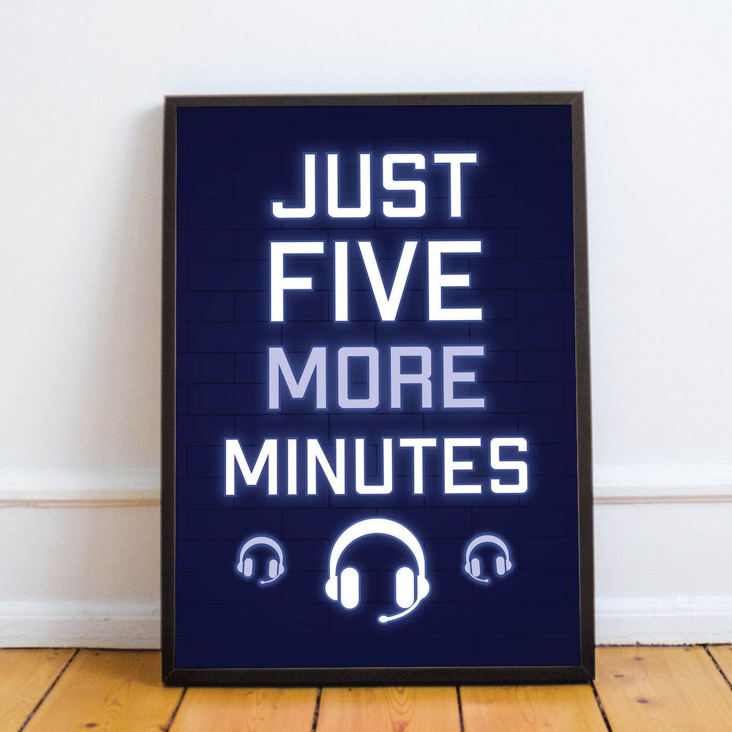 Blue Gaming Poster Framed Gift For Boys Bedroom Games Room