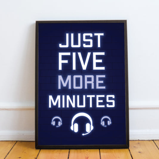 Blue Gaming Poster Framed Gift For Boys Bedroom Games Room