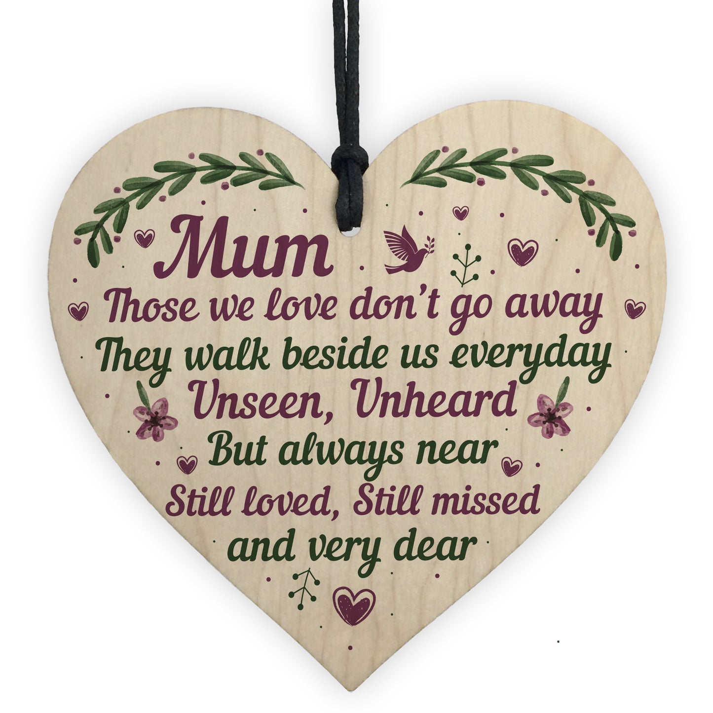 Mum Memorial Plaque Christmas Bauble Grave Wooden Hanging Heart