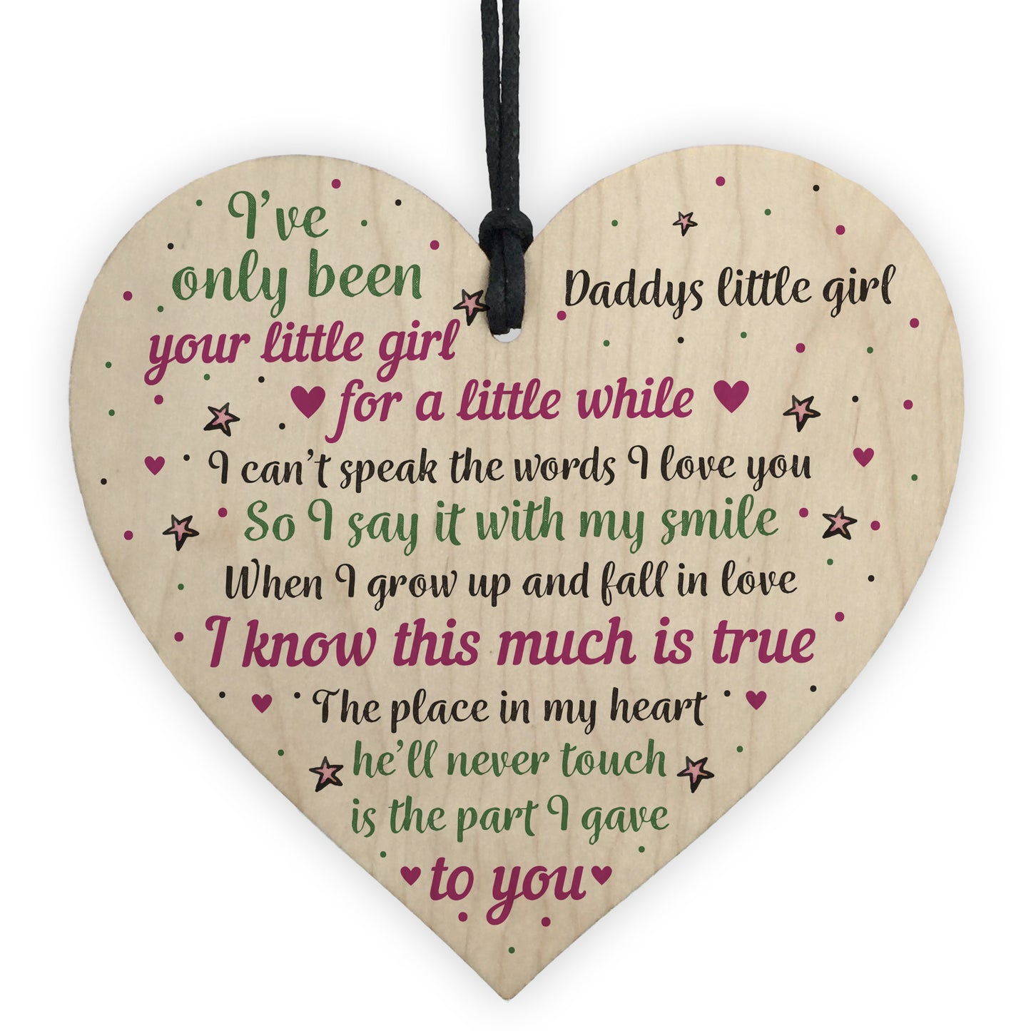 Daddy's Litlle Girl Heart FATHERS DAY Christmas Birthday Gifts