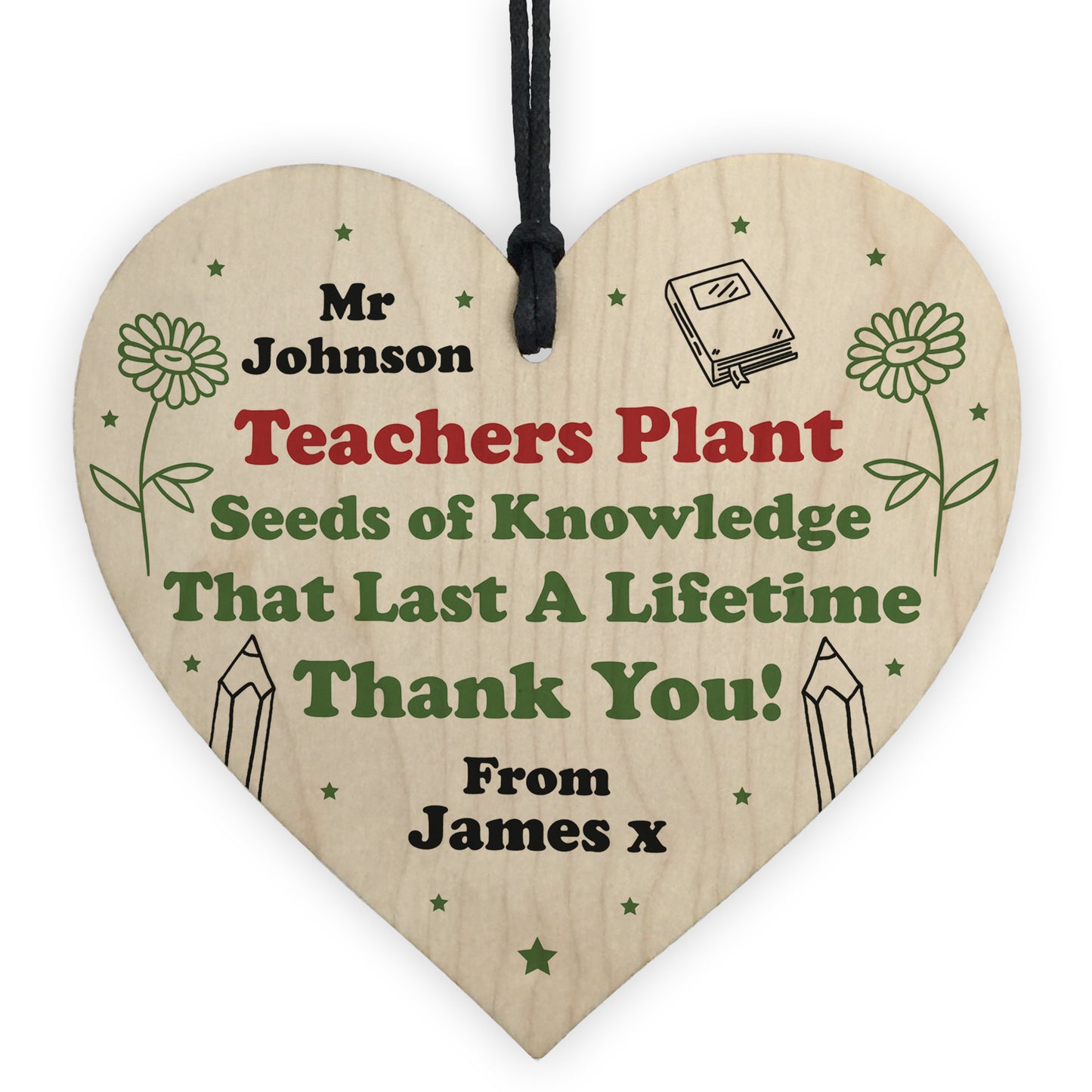 Personalised Teacher Heart Plaque Thank You Gifts for Assistant