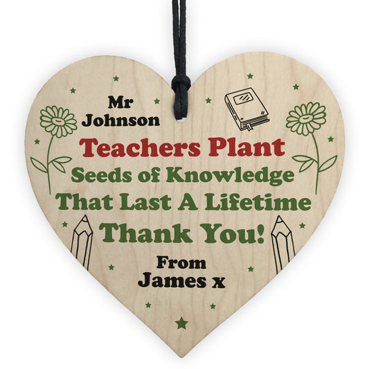 Personalised Teacher Heart Plaque Thank You Gifts for Assistant