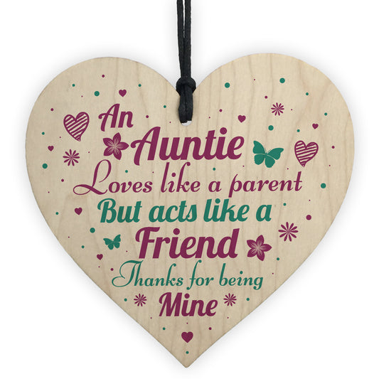 Auntie Gifts Friendship Sister Birthday Gifts Wooden Heart Sign