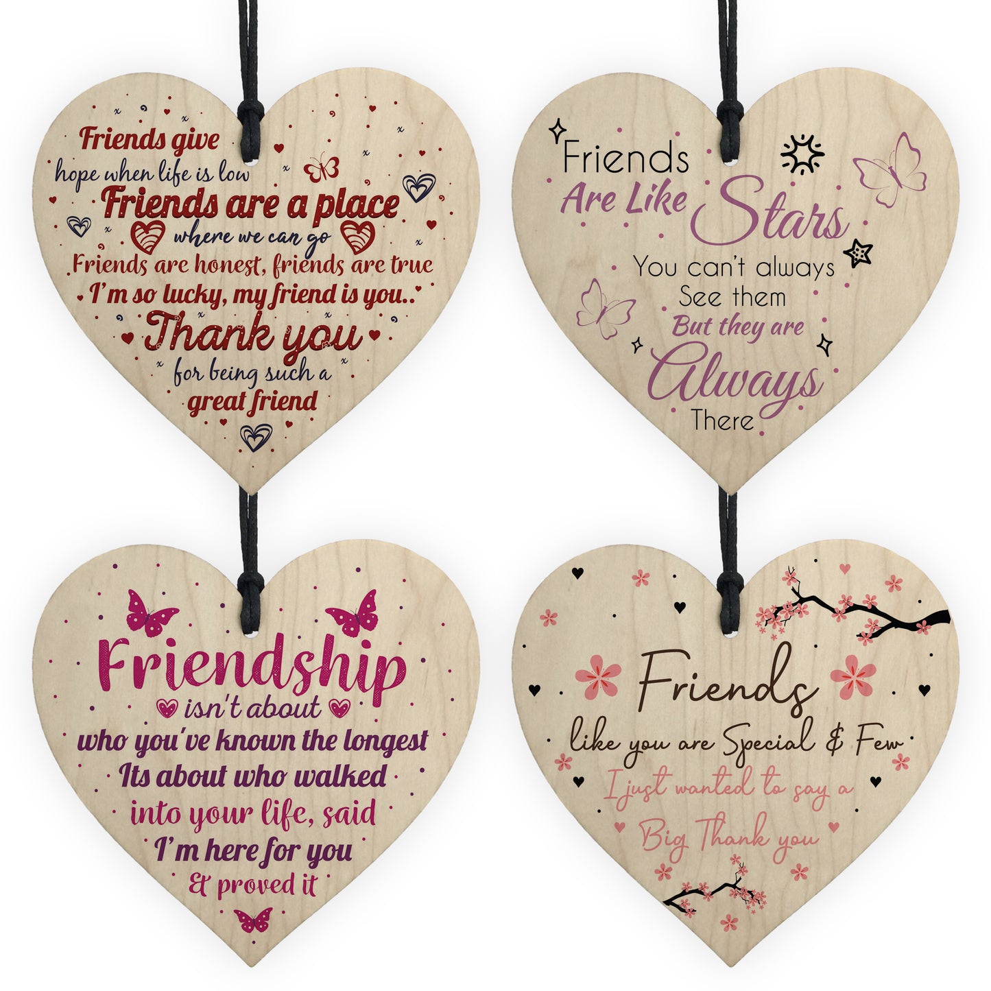 Friend Gifts For Christmas Pack of 4 Best Friend Wood Heart Gift