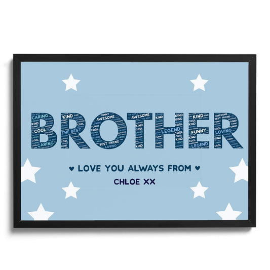 Brother Gift Personalised Frame Print Brother Birthday Xmas Gift