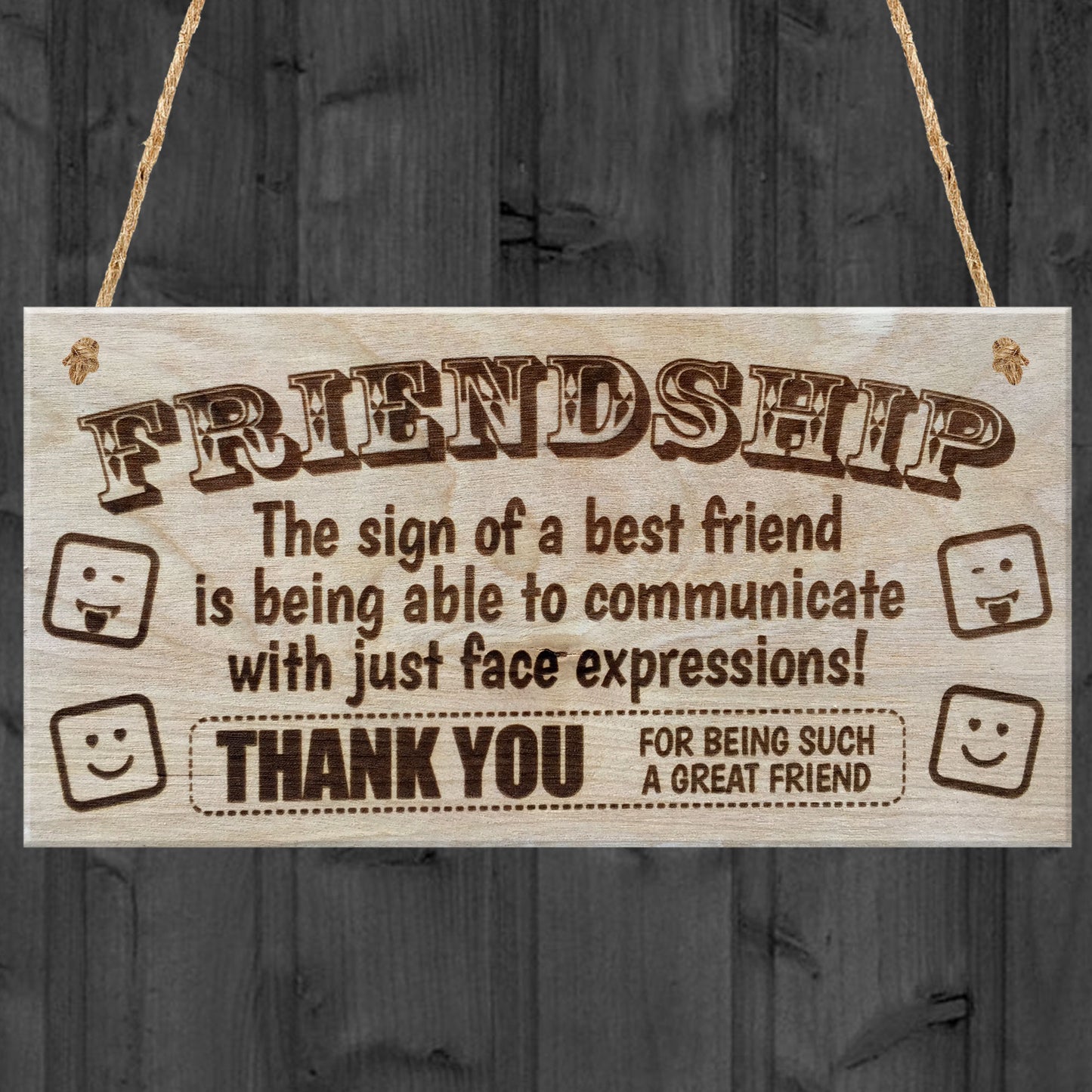 Friendship Best Friends Face Plaque Hanging Sign Gift