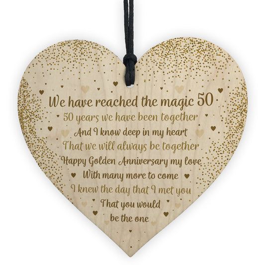 50th Wedding Anniversary Gift For Husband Wife Wood Heart
