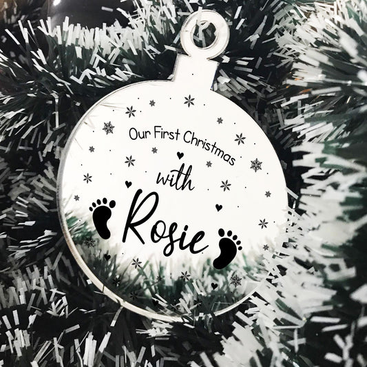 Acrylic Personalised Babys 1st First Christmas Tree Decoration
