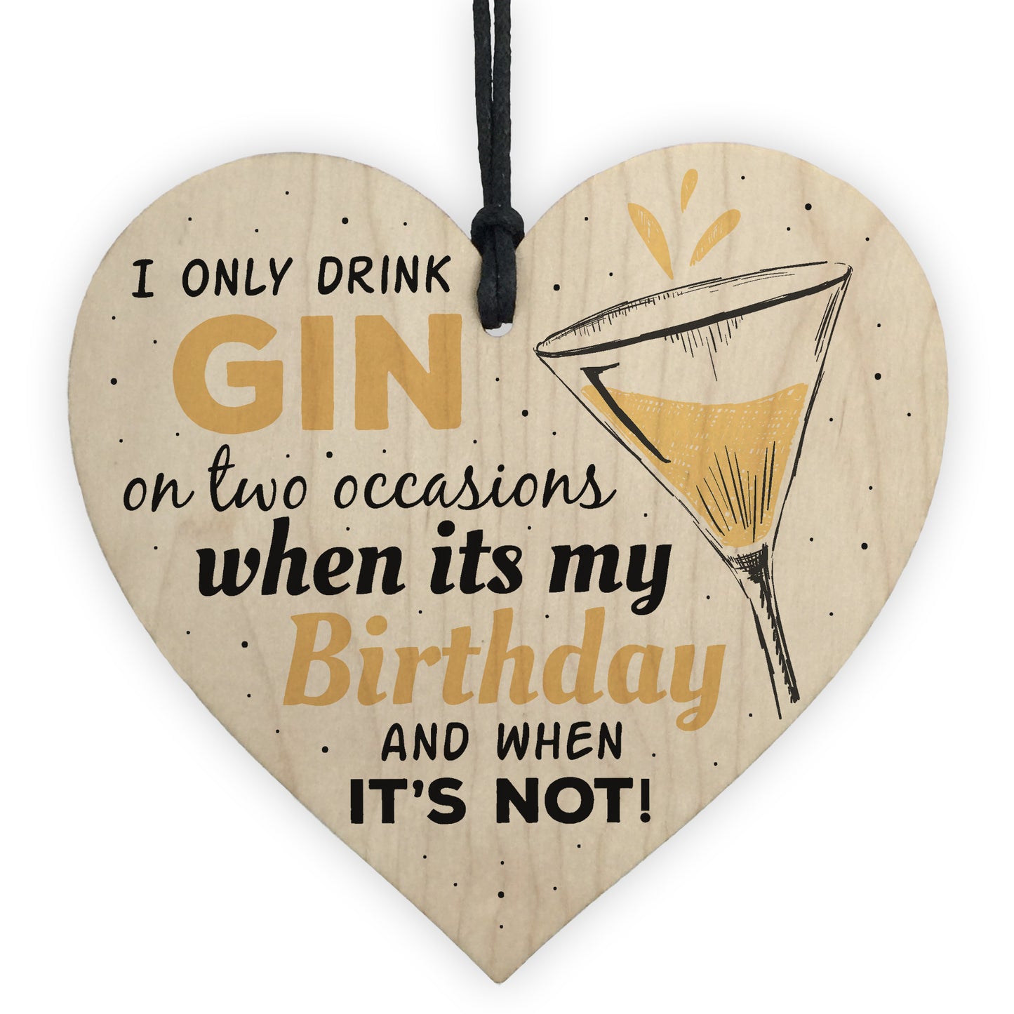 Handmade Wood Heart Sign Gift for Gin Lovers Novelty Birthday