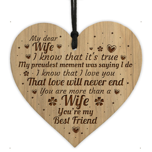 Anniversary Birthday Christmas Gift For Wife Engraved Heart Gift