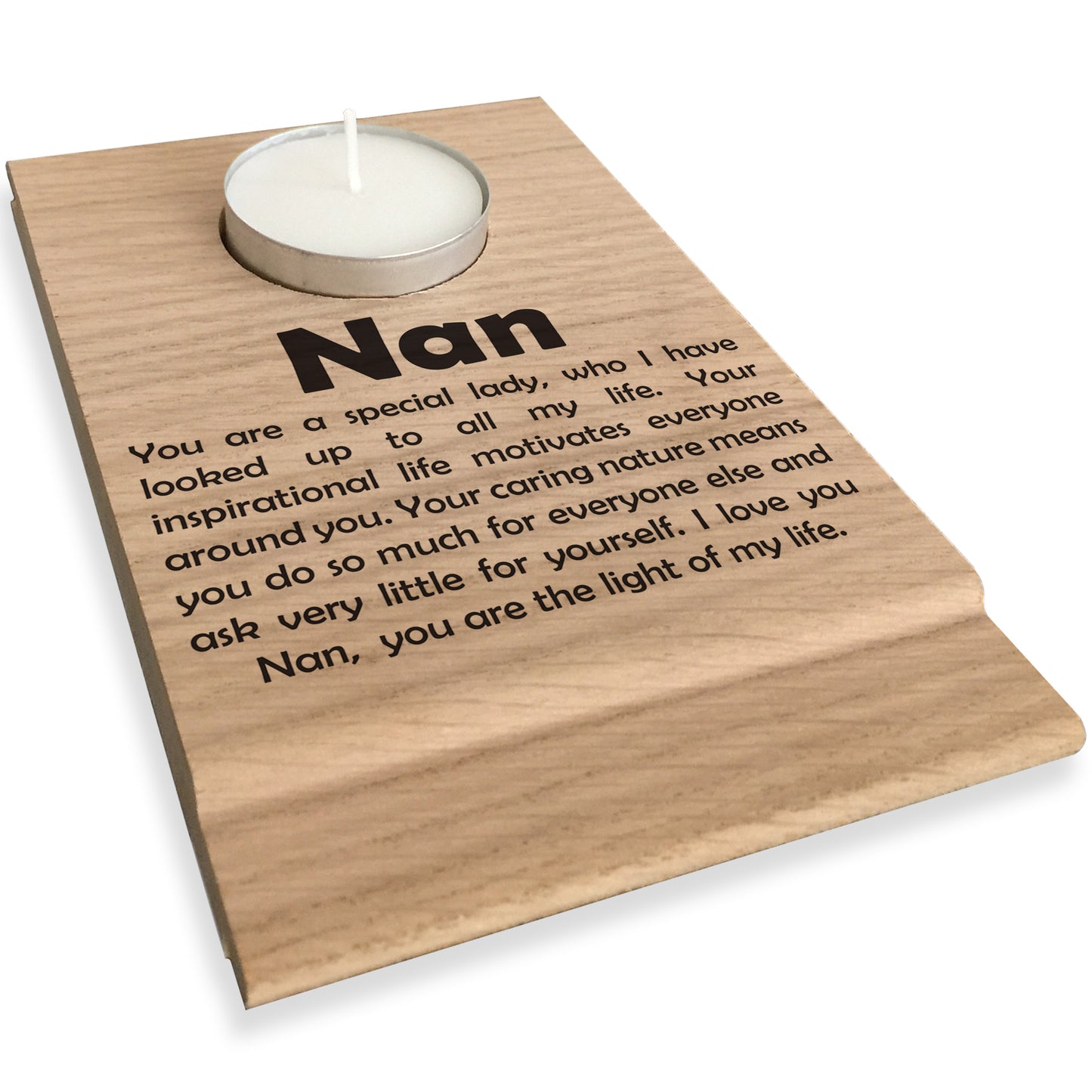 Nan You Are The Light Of My Life Wooden Candle Holder