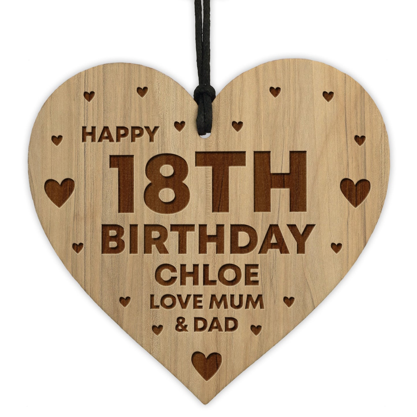 18th Birthday Gift For Daughter Wood Heart Personalised Friend