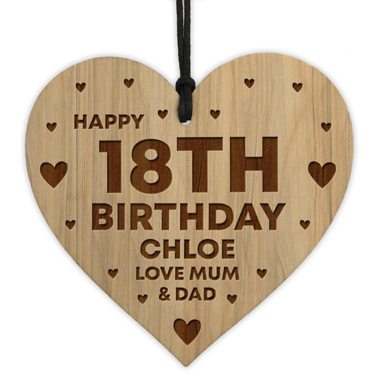18th Birthday Gift For Daughter Wood Heart Personalised Friend