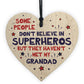 Grandad Birthday Christmas Gift Superhero Theme Wooden Heart
