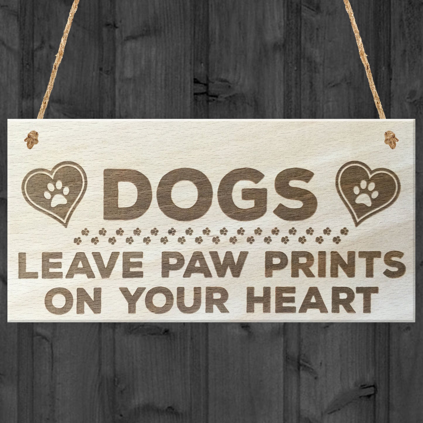 Dogs Paw Prints Hearts Wooden Hanging Plaque Dog Lovers Gift