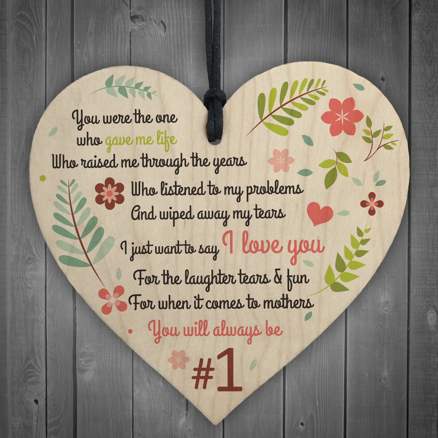 Number One Mother Hanging Heart Sign Mothers Day Gifts